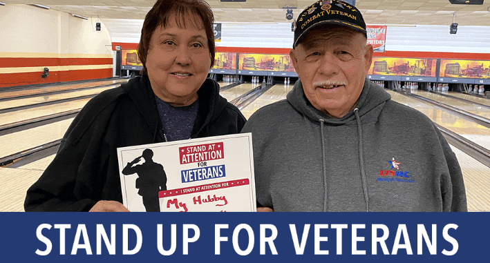 Bowlers to Veterans Link members at the lane