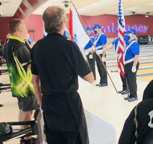 color guard  present on the bowling lane